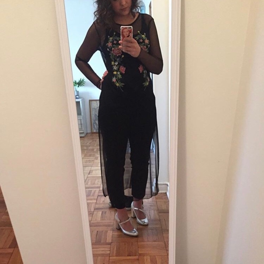 Zara sheer dress with floral appliqué